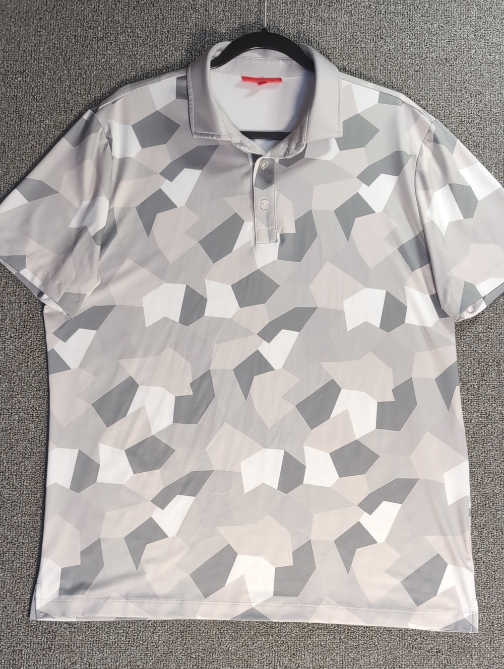 REDVANLY Geometric Camo Golf Polo Shirt Performance PUREpoly Size Large in Gray